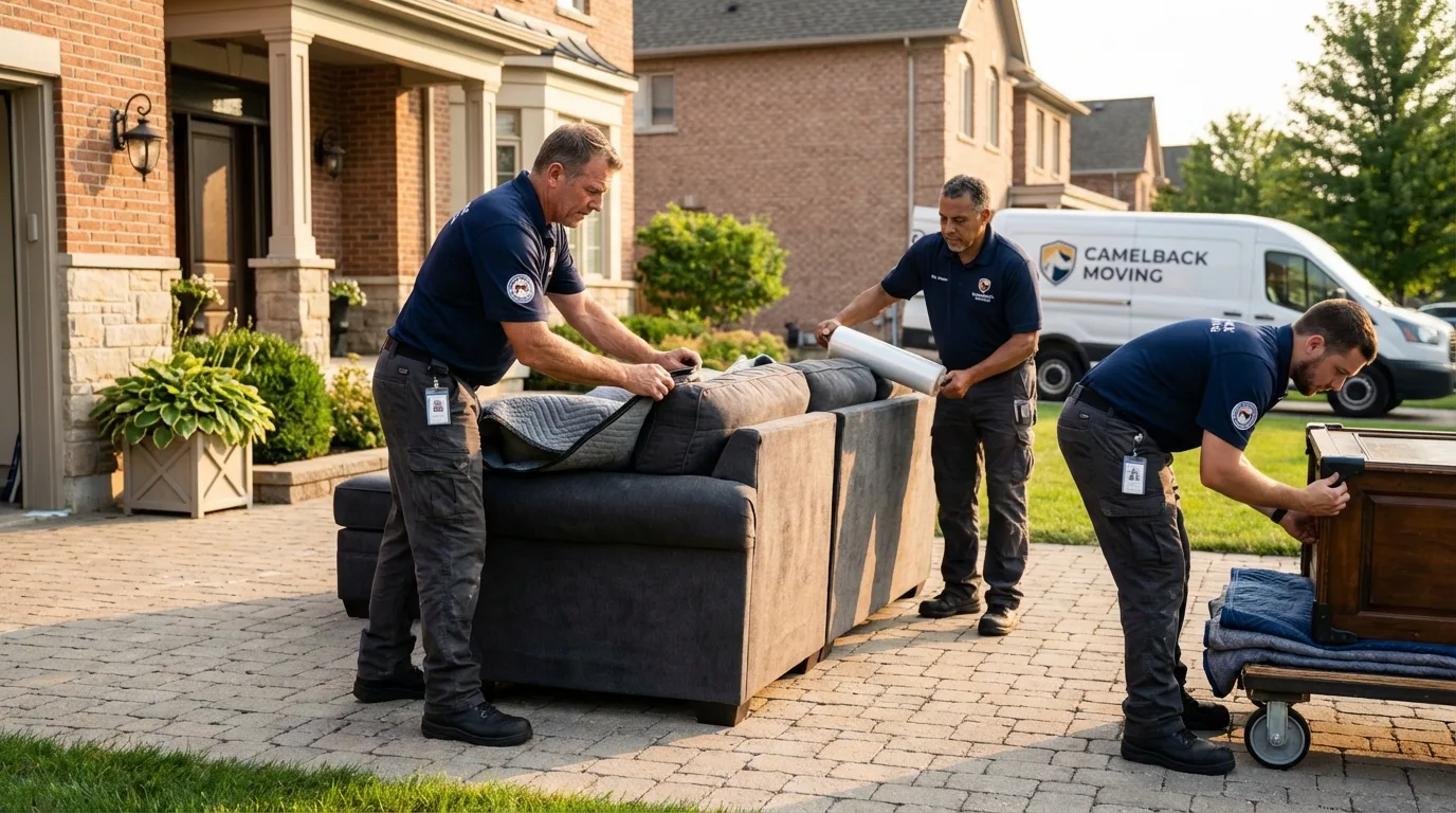 Large estate moving crew wrapping furniture in Tok, AK