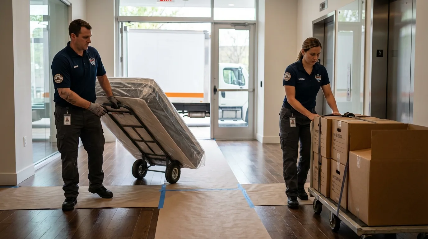 Professional apartment movers loading elevator in Tok, AK